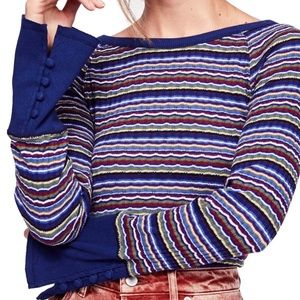 We the free ribbed long sleeve striped top